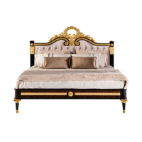 Komfortables Schlafzimmer-Möbelset-Design Goldpoliertes Gepolstertes Samt-Luxusbett für King- und Queen-Size