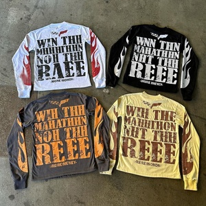 Custom Acid Wash Cotton <b>Tshirt</b> Streetwear Manufacturer's Oversized Vintage Boxy Heavyweight <b>Long</b> Sleeve T Shirt for Men Knitted - Product Image 2