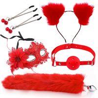 Ensemble Jeux Adultes Pince À Mamelon Collier De Cou Érotique Cosplay Queue De Chat Plug Anal Petit Pour Hommes