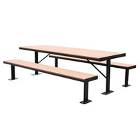 Table de pique-nique en bois WPC rectangulaire de 6 pieds pour l'extérieur Restaurant Garden Patio Long Cafe Table and Bench Set