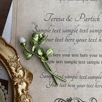 Bros Pin Daun Tanaman Hijau Retro Bunga Mutiara untuk Hadiah Perhiasan Kerah Wanita