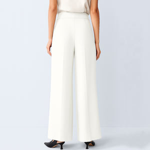 제조업체 OEM 맞춤 빈티지 하이웨이스트 정장 바지 여성용 인비저블 지퍼 캐주얼 와이드 레그 팬츠 - Product Image 5