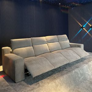 Tela 4 asientos de cine en casa sofá de teatro gris suave reclinable muebles de sala de estar eléctricos sofás reclinables asientos de teatro - Product Image 4