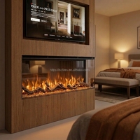 Cheminée électrique encastrée murale ETL CE UKCA 33 50 60 72 80 90 100 pouces, insert moderne à 3 faces, chauffage pour maison et hôtel