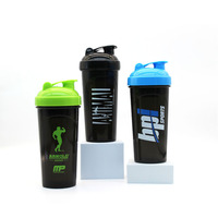 Vente en gros de bouteille de shaker de protéines à paillettes vide en plastique sans bpa avec logo personnalisé pour le sport et le fitness