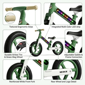 Bicicleta de Equilibrio para Bebés TRYCO CHASER con Luces LED de Colores Activadas por Movimiento, Marco de Nailon de 12 Pulgadas, Neumático Todoterreno, Capacidad de Carga de 70 kg - Product Image 4