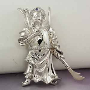 เครื่องเพชรพลอยปรับแต่ง925เงินสเตอร์ลิงสร้อยคอจี้กวน<span class=keywords><strong>กวน</strong></span>ดีไซน์ตัวละครจี้<span class=keywords><strong>กวน</strong></span>อูชุบทองสำหรับ<span class=keywords><strong>ผู้ชาย</strong></span> - Product Image 5