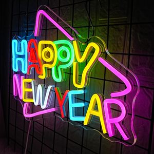 Sin MOQ Feliz Año Nuevo Decoración de luz de neón para fiestas, hogares y salas de actividades Luz de marcador digital electrónica acrílica - Product Image 2