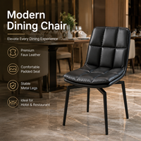 Chaise de salle à manger moderne matelassée en similicuir noir avec pieds araignées pour hôtel et restaurant