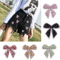 Magnifiques patchs en strass de cristal en forme de nœud papillon, à repasser, appliques pour vêtements, autocollants pour chaussures, décoration DIY, décalcomanies pour robe de mariée