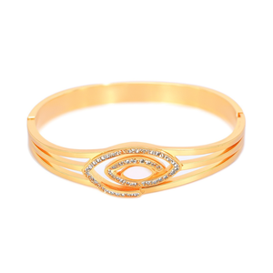Bracelet en cristal en acier inoxydable 316L plaqué or PVD, motif œil porte-bonheur, bijoux de mode - Product Image 2