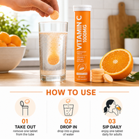 Comprimés effervescents de vitamine C à haute dose 1000 mg, soutien immunitaire, antioxydant, saveur orange, complément effervescent pour adultes