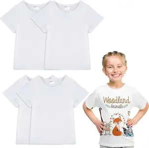 Sublimazione in bianco t-shirt bianca in poliestere a manica corta in bianco t-shirt per bambini