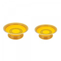 Émail jaune arabe Moyen-Orient Style écologique personnalisé couleur assiette ronde ensembles 22/24cm