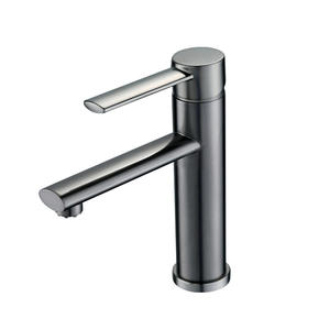 Grifo de lavabo monomando gris bronce con válvula de cerámica, montaje en cubierta, un solo orificio - Product Image 1