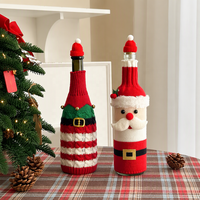 Housse de bouteille de vin en tricot avec motif 3D de bois de cerf, Père Noël, Bonhomme de neige, Élan, pour Noël, décoration de table de fête
