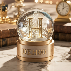 كرة ثلج فاخرة بقاعدة ذهبية معدنية وإضاءة LED وتصميم مائي متلألئ، زينة عيد الميلاد، كرات ثلج مخصصة حسب الطلب - Product Image 3