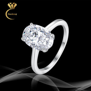 Anillo de compromiso de moissanita de plata 925 para mujer, joyería de boda de solitario de corte ovalado Simple, regalo de promesa clásico minimalista - Product Image 1