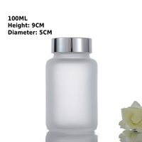 Bouteille en verre givré avec couvercle, flacon transparent scellé pour médicaments, pilules, poudres, compléments alimentaires, emballage de Cordyceps