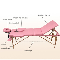 Dreiteilige, faltbare und verstellbare moderne Massageliege mit Holzgestell-Design, leicht und geeignet für das Wohnzimmer