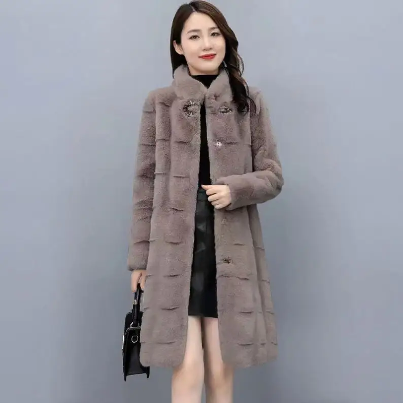 Custom Clothing Manufacturers Plus Size Women's Mink Fur Coat With Zip Big Hood Women Clothing Black Long Faux Fur Jacket