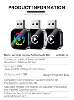 30% de réduction Adaptateur 2 en 1 Plug and Play avec trous de ventilation Port USB sans fil Adaptateur Carplay Carplay