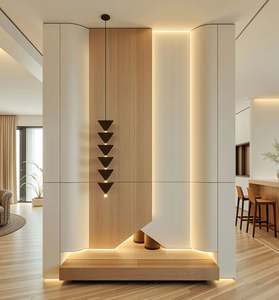 Panel de Pared de Chapa de Madera Moderna Personalizado, Ignífugo, Impermeable, Decoración de Pared de Fondo para el Hogar/Oficina, para Apartamentos - Product Image 2