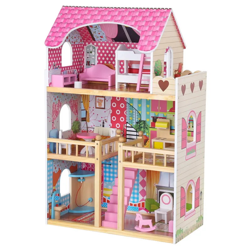 Casas de boneca de madeira, conjunto de bonecas educativos, casa de surpresa, brinquedos de cozinha