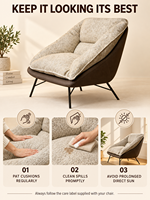 Fauteuil de salon moderne en tissu rembourré de duvet avec structure en fer et pieds métalliques fixes pour projets hôteliers