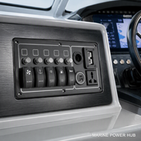 DAMAVO Panneau de commutation à bascule étanche IP65 4-7 voies 12V-24V en alliage d'aluminium et nylon pour usage marin et industriel avec chargeur USB rapide