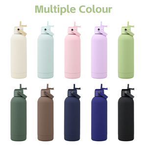 Custom Logo BPA Free Flip <strong>Straw</strong> Insulated Soft-touch Sports Vacuum <strong>Flask</strong> 17oz 500ml Stainless Steel Water Bottle <strong>with</strong> <strong>Straw</strong> - Product Image 2