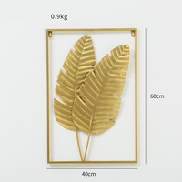 Décoration murale en métal doré, 24 "X 16" Décoration murale en feuille d'or avec cadre Sculpture murale d'art en métal doré