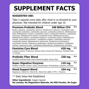 Private Label Womens Probiotic Capsules with Premium Probiotic <b>Blend</b> Relieve Relieve Anxious Thoughts Tension in the Body - Product Image 2