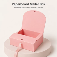 Boîte cadeau pliable en carton rose avec logo personnalisé et fermeture à ruban, emballage vide pour bougies, savons, cadeaux de mariage, pâtisseries