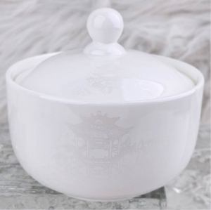 Service de table complet en porcelaine blanche haut de gamme pour hôtel, restaurant, banquet, avec impression personnalisée du logo - Product Image 1