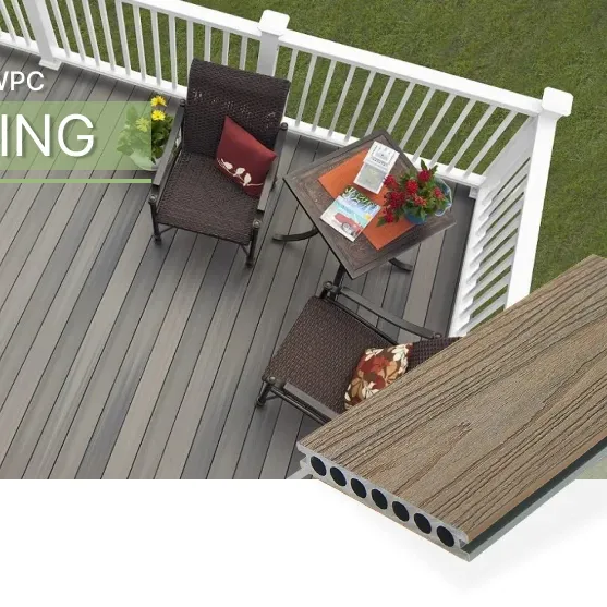 FOJU Wpc Decking 3d in rilievo grano di legno all'aperto pavimento in plastica composita