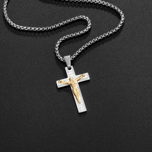 <span class=keywords><strong>Jesus</strong></span> 14k Banhado A Ouro São Bento Religioso Cruz Pingente Católica Crucifixo Colar para Homens - Product Image 6