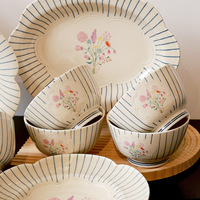 Assiettes à dîner en céramique de style américain, vaisselle en porcelaine, assiettes magnifiques pour la maison