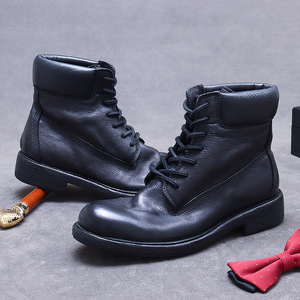 Botas de Hombre de Cuero Negro con Cordones, Punta Redonda, Suela de Goma, Forro de Cuero Genuino, para Todas las Temporadas, Uso en la Oficina - Product Image 3