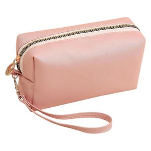 Women's Portable PU Leather Cosmetic <b>Storage</b> Bag Waterproof Square <b>Makeup</b> Case with Zipper Closure <b>for</b> Travel - Product Image 4