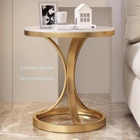 Table basse moderne de luxe léger en métal et marbre, table d'appoint de canapé pour salon, table de balcon créative minimaliste