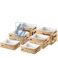 Présentoir de desserts en bois pour traiteur de mariage avec assiettes en céramique pour table de buffet et décoration de fête