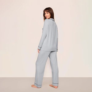 Set <span class=keywords><strong>Pigiama</strong></span> Personalizzato da <span class=keywords><strong>Donna</strong></span> in <span class=keywords><strong>Cotone</strong></span> Modal, Maniche Lunghe con <span class=keywords><strong>Bottoni</strong></span>, Colletto a Risvolto, Morbido e Traspirante, Set Loungewear in Bambù - Product Image 3