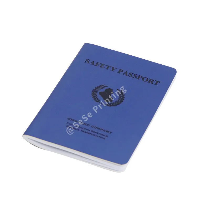 カスタムロゴプリントフルカラー印刷パスポートサイズブックレットレザーパスポートカバー小冊子