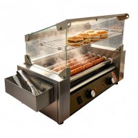 Grill à hot-dogs électrique commercial certifié CE à 5 rouleaux en acier inoxydable pour supermarchés, commerces de détail et restauration
