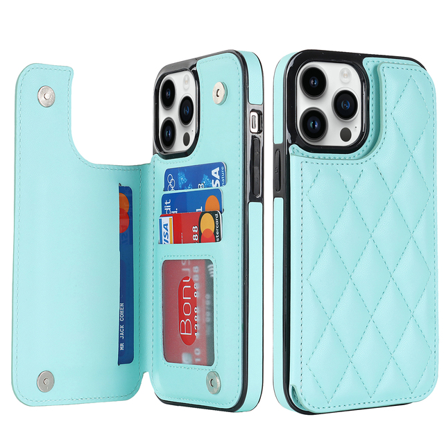 Luxury Stylish Diamond Type Lattices PU Leather Back Cover Soft Protective Mobile Phone Case for IPhone13 Pro Max