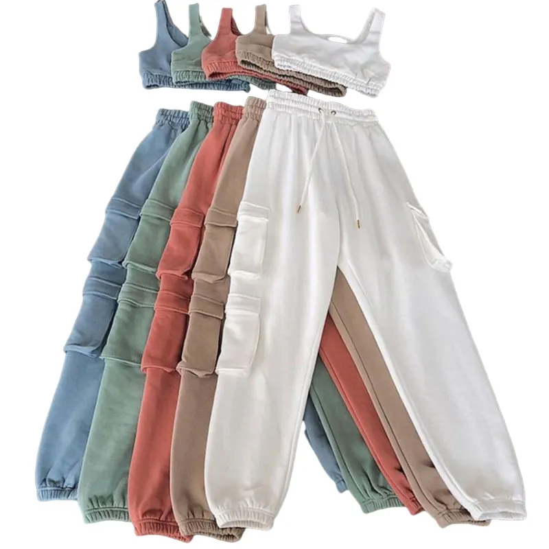 2022 Wholesale Custom Casual Womens Jogger Sweatpants Long Harem Plain Cotton Gym Fitness High Quality Cargo Pants Women