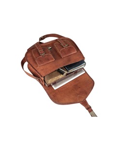 Vintage Style <b>Medium</b> Size Genuine Leather Waterproof Lightweight Crossbody Bag Adjustable Sling Strap Large Capacity Casual bag - Product Image 2