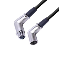 Câble de microphone XLR mâle à femelle 3 broches à angle droit 90 degrés, broches plaquées or, gaine en PVC, cordon audio équilibré ABCCABLS
