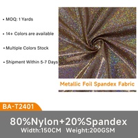Tissu Spandex Holographique Argenté Irisé Extensible dans les 4 Sens Multicolore pour Justaucorps de Gymnastique, Jupes de Danse et Tissus de Lingerie